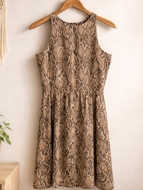 Lauren Ralph Lauren NWT Sleeveless Snake-Print Mini Dress in Brown Sz 10